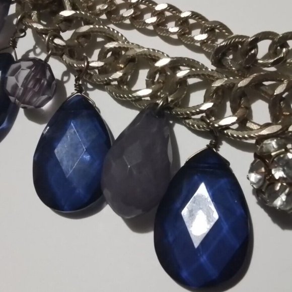 Lolite Badamche Necklace Almonds Rimestones Balls Vintage Blue And Grey Jn1 - Picture 4 of 5